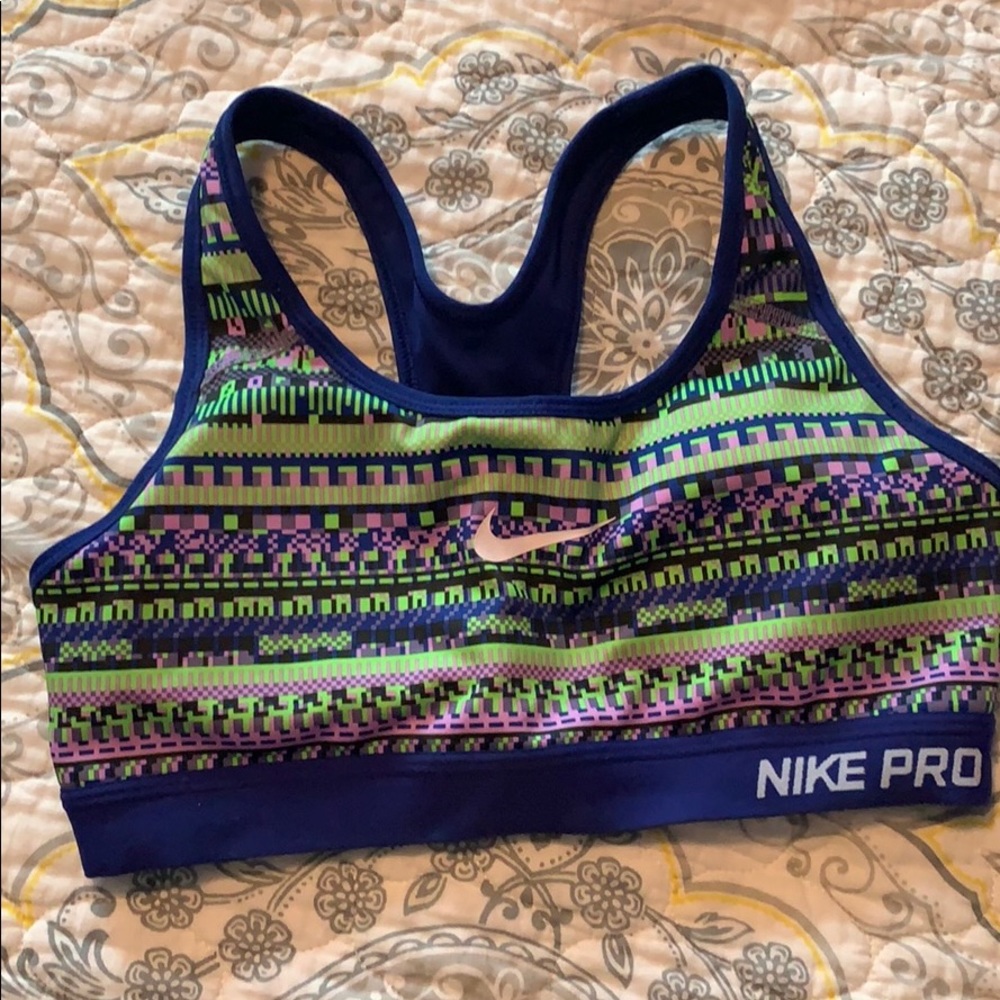 Blue nike pro sports bra